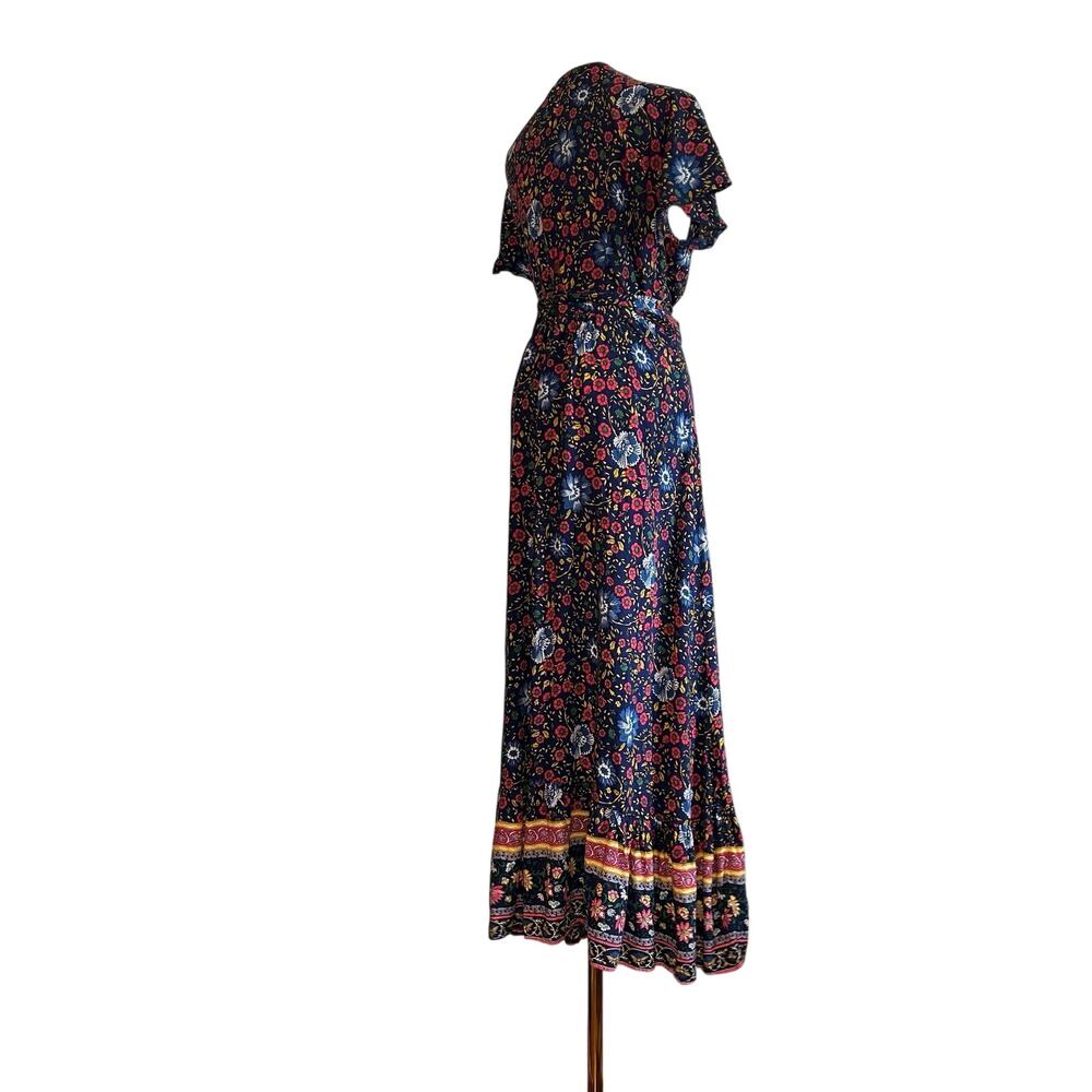 Zesica XL Blue Floral Boho Wrap Maxi Dress Cottage Casual Whimsigoth Retro - Picture 17 of 17